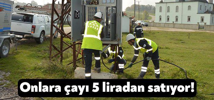 Bolu Mengen'de çay ocağı işleten Sefa Çıray, SEDAŞ çalışanlarına çayı
