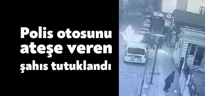 Kocaeli'nin Gölcük ilçesinde, karakolun önündeki polis otosunu ateşe veren şahıs