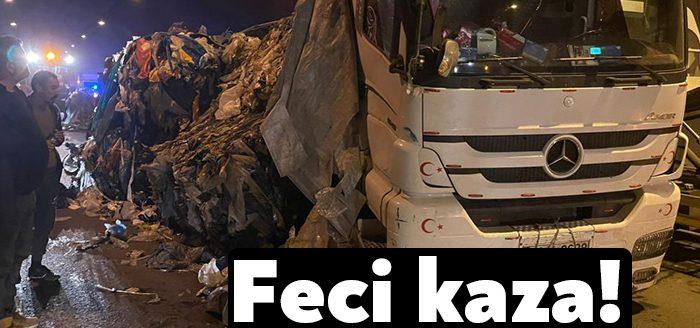 Kocaeli TEM Otoyolu tünel içinde otomobilin tıra çarpması sebebiyle kaza