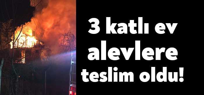 Kartepe Derbent Mahallesinde bulunan 3 katlı bir evde çıkan yangın