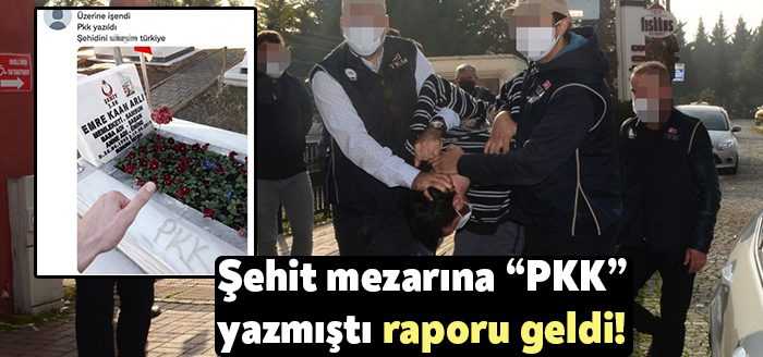  Kocaeli'de 4 şehit mezarına terör örgütünün ismini yazan ve küfürler