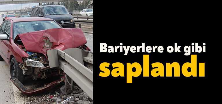 Kocaeli’nin Başiskele ilçesinde direksiyon hakimiyetini kaybeden otomobil sürücüsü, bariyerlere ok