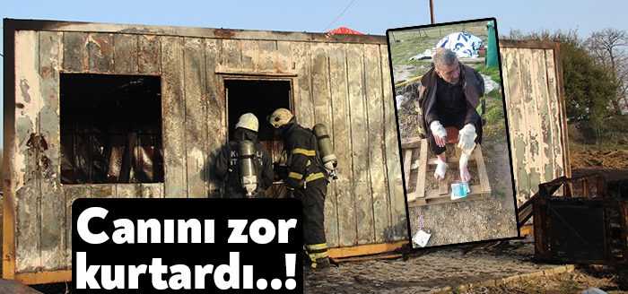  Kocaeli'de bir çiftlikte bulunan konteynerde yangın çıktı. Yangın itfaiye ekiplerinin