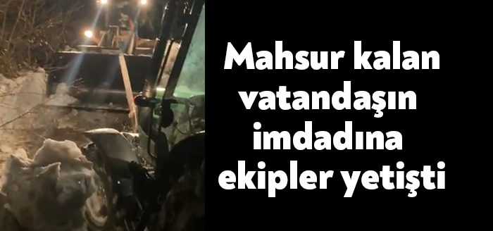 Kocaeli’nin Başiskele ilçesi İnönü Yayla yolunda traktör ile karda mahsur