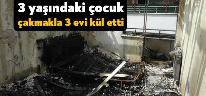 Kocaeli'de çakmakla oynayan 3 yaşındaki çocuk yangına sebep oldu. Çatı