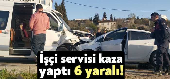 Kocaeli’nin Dilovası ilçesinde servis aracı ile otomobil kafa kafaya çarpıştığı