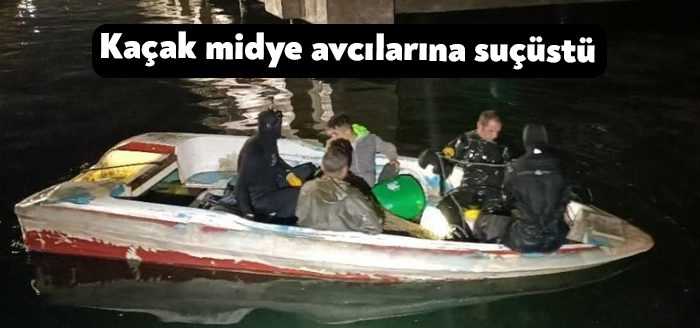 Kocaeli'nin Körfez ilçesinde tekne ile midye avcılığı yapan 3 şüpheli,