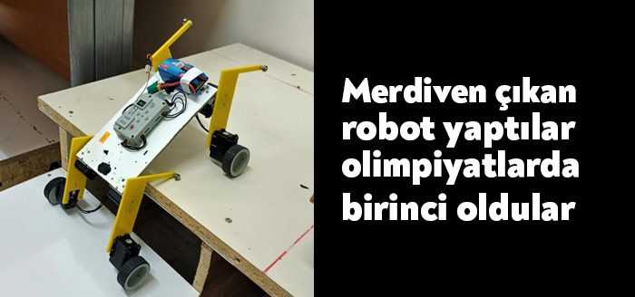 Kocaeli’de eğitim gören Anadolu Lisesi öğrencileri, merdiven çıkan robot üretti.