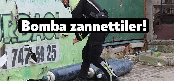 Kocaeli’nin Kartepe ilçesinde bulunan bir hurdacının önüne bırakılan oksijen tüpleri