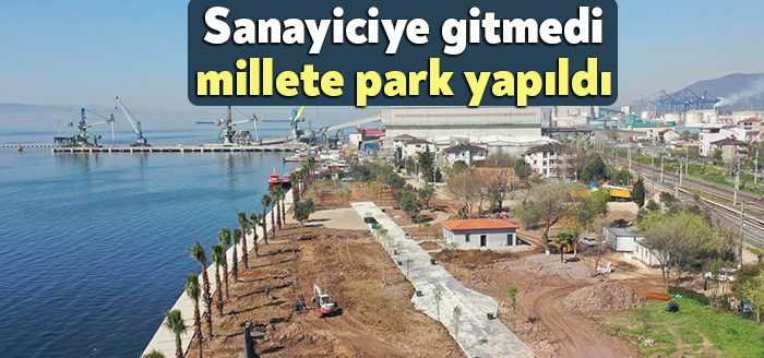 Körfez Atalar Mahallesinde bulunan eski sahil parkında Büyükşehir’in yenileme çalışmasının