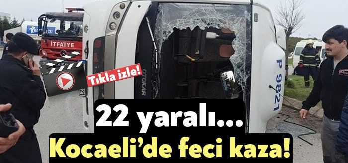 Kocaeli'nin Dilovası ilçesinde servis otobüsüyle tırın çarpışması neticesinde meydana gelen