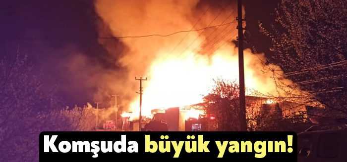 Yalova’nın Altınova ilçesine bağlı Kaytazdere beldesindeki kereste fabrikasında çıkan yangına