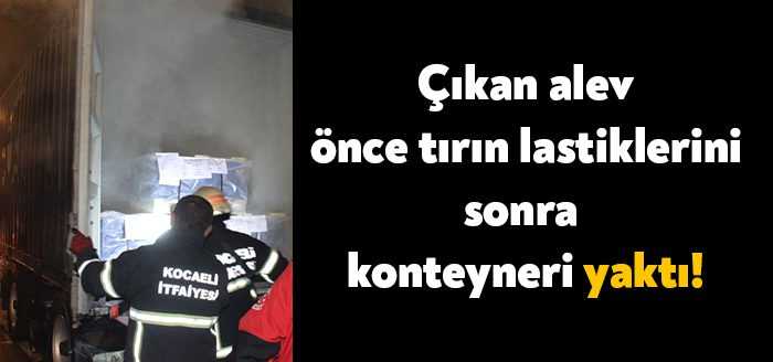 Kocaeli'nin İzmit ilçesi TEM Otoyolu'nda seyir halindeyken balataları tutuşan tırın