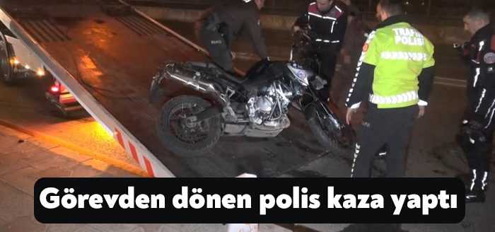 Kocaeli'de görevden dönen motosikletli polis, seyir halindeki otomobille çarpıştı. Çarpmanın