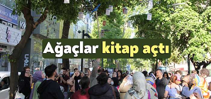  Kocaeli Kitap Fuarı çerçevesinde çınar ağaçlarına yaklaşık 5 bin kitap