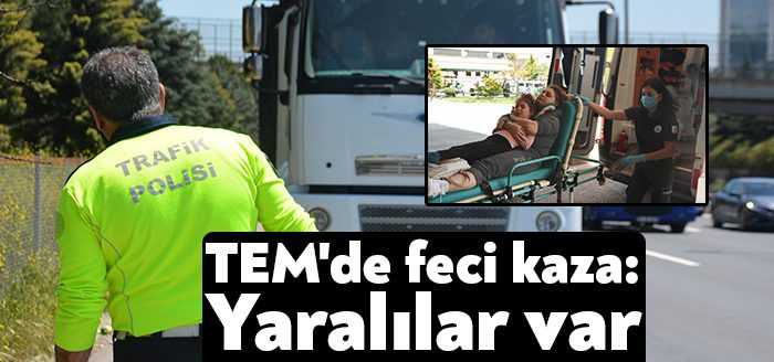 Kocaeli'de seyir halindeki otomobil, tır ile otobüsün arasında sıkıştı. Çarpmanın
