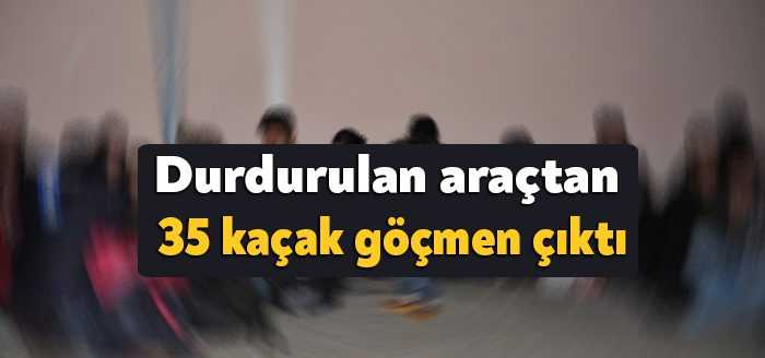 Kocaeli'nin Gebze ilçesinde bir araçta yapılan aramada 35 kaçak göçmen