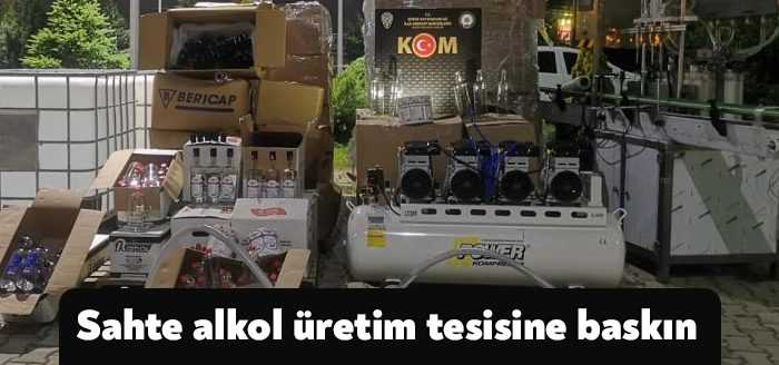 Kocaeli’nin Çayırova ilçesinde depoyu, sahte alkol üretmek için imalathaneye dönüştüren