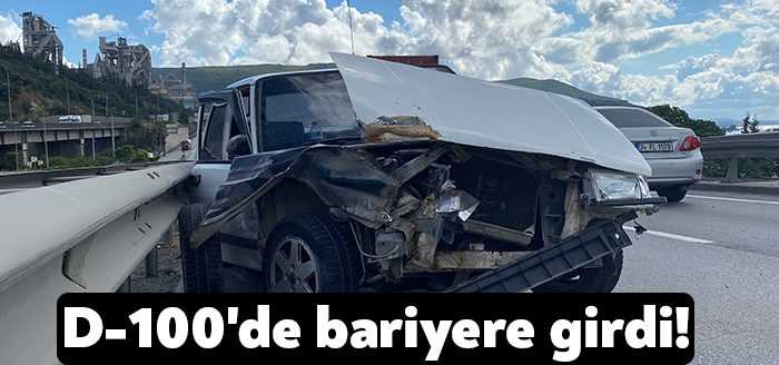 Kocaeli'nin Körfez ilçesi D-100 Karayolu'nda bariyere çarpan otomobildeki 2 kişi