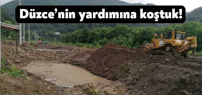 Kocaeli Büyükşehir Belediyesi’nin Yol Bakım Timi sel felaketi yaşanan Düzce’de