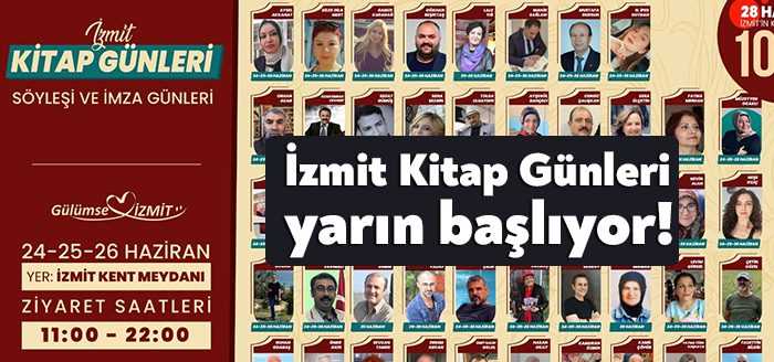 İzmit Kitap Günleri İzmit Belediyesi'nin ev sahipliğinde yarın başlıyor. İzmit