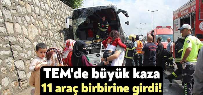 Kocaeli'nin İzmit ilçesi TEM Otoyolu'nda tankerin makaslaması neticesinde aralarında yolcu