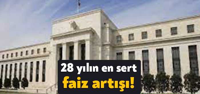 ABD Merkez Bankası (Fed), politika faizini 75 baz puan artırdı.