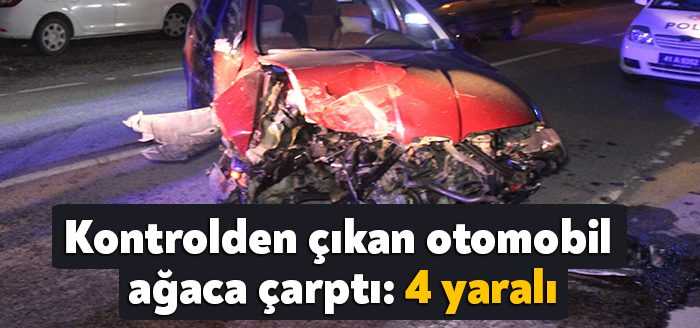 Kocaeli'de kontrolden çıkan otomobilin ağaca çarpması sonucu meydana gelen trafik