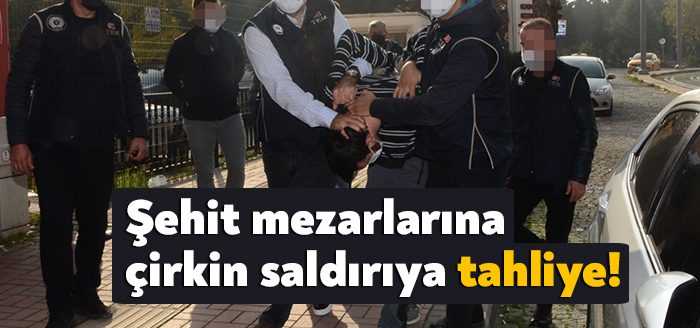 Kocaeli'de 4 şehit mezarına "PKK" yazan ve küfürler ederek sosyal