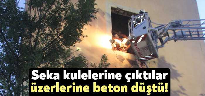  Kocaeli'nin İzmit ilçesinde, Sekapark'ta bulunan 100 metrelik kuleye çıkan iki