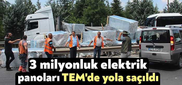 Kocaeli TEM Otoyolu'nda seyir halindeki tırda yüklü olan 3 milyon