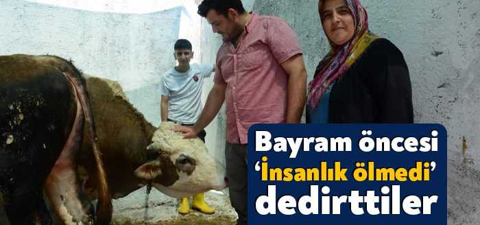 Kocaeli’de satışı tamamlanmış 10 kurbanlık hayvanları yangında telef olan aileye