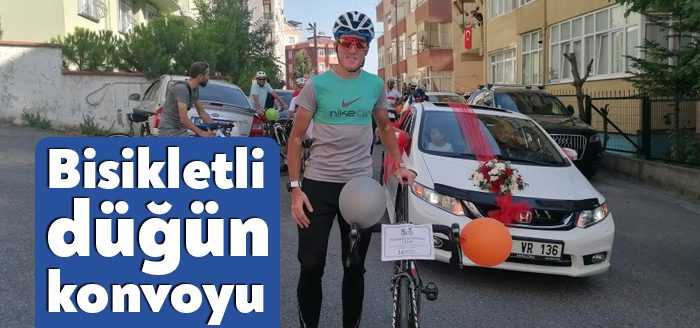 Kocaeli'nin Gebze ilçesinde bisiklet sporcusunun düğün konvoyu bisikletlerle yapıldı. O