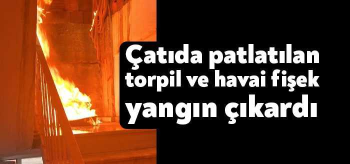 Kocaeli’nin Dilovası ilçesinde 5 katlı bir binanın çatısında patlatılan havai