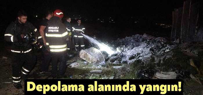Kocaeli’de depolama alanında bulunan hurda malzemeler yandı. Yangından dolayı malzemeler