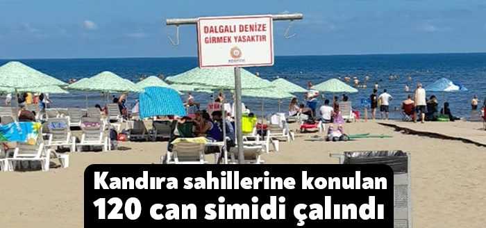 Kandıra'da sahillere konulan 120 adet can simidi çalındı.