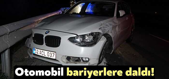 Kocaeli’de TEM Otoyolu’nda sürücüsünün direksiyon hakimiyetini kaybettiği otomobil, yol kenarındaki