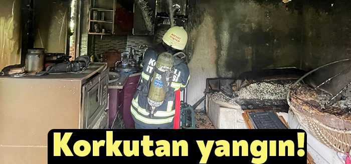 Kocaeli’de kış bahçesi olarak kullanılan ahşap yapının mutfak kısmında yangın