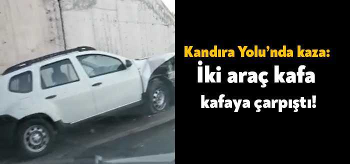 Kandıra Yolu’nda meydana gelen kazada iki araç kafa kafaya çarpıştı.