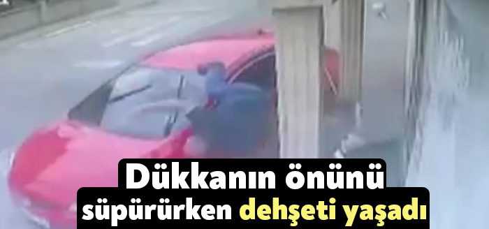 Kocaeli’de kaldırıma çıkan otomobil, o esnada dükkanın önünü temizleyen vatandaşa