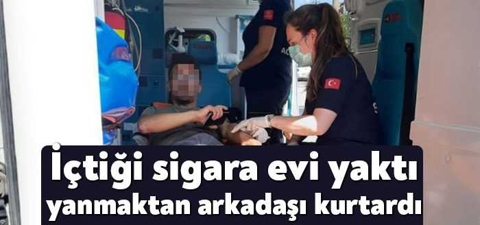 Kocaeli'de bir kişi, içtiği sigara ile uyuyakalınca evi yaktı. Bacakları