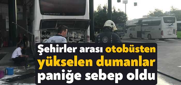 İzmit otogarında, Konya-İstanbul seferi yapan otobüsün motor kısmından dumanlar çıktığı