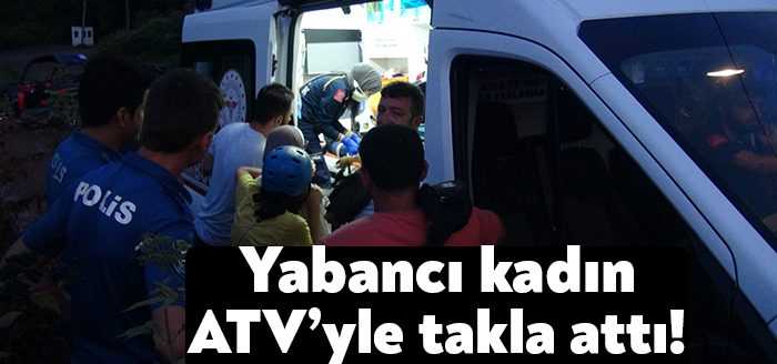 Kocaeli'nin Kartepe ilçesinde yabancı uyruklu kadın, ATV ile yokuş aşağı