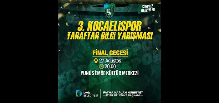 Bu akşam saat 20:00’de yapılacak olan Kocaelispor Taraftar Bilgi Yarışması
