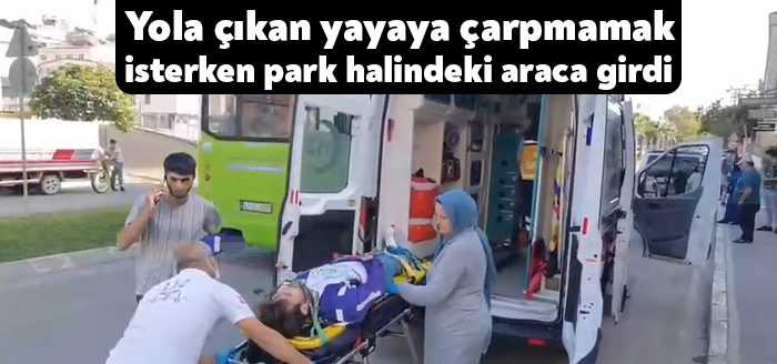 Kocaeli'nin Çayırova ilçesinde yola çıkan bir yayaya çarpmamak için hamle