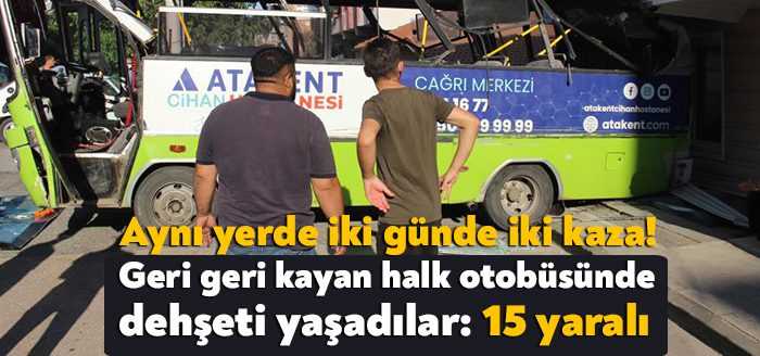 Kocaeli'nin Derince ilçesinde yolcu dolu özel halk otobüsü, rampa yukarı