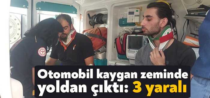 Kocaeli’nin Dilovası ilçesi D-100 karayolunda yağmur sonrası kayganlaşan yoldan çıkan