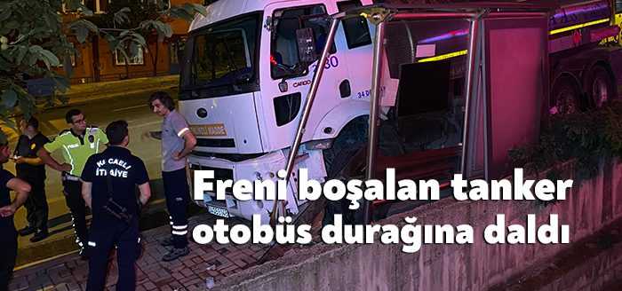 Kocaeli’nin Gebze ilçesinde freni boşalan kimyasal madde yüklü tanker, önce