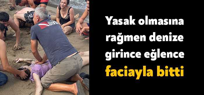 Kandıra Babalı Sahili'nde yasak olmasına rağmen denize giren 3 kişiden