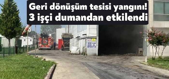 Kocaeli'nin Kartepe ilçesindeki geri dönüşüm tesisinde çıkan yangın, itfaiye ekiplerince